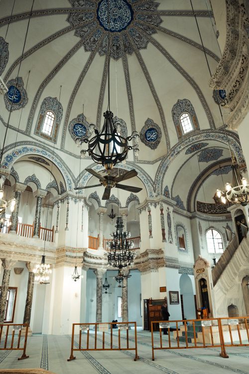 Free Explore the intricate design and architecture of this historic mosque's interior in Turkey's cultural city. Stock Photo