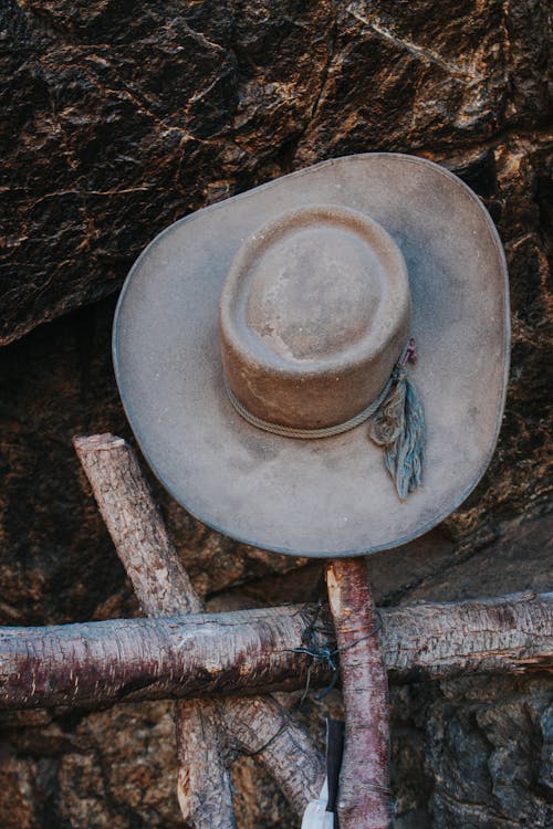 Foto d'estoc gratuïta de barret, pal de fusta, roca