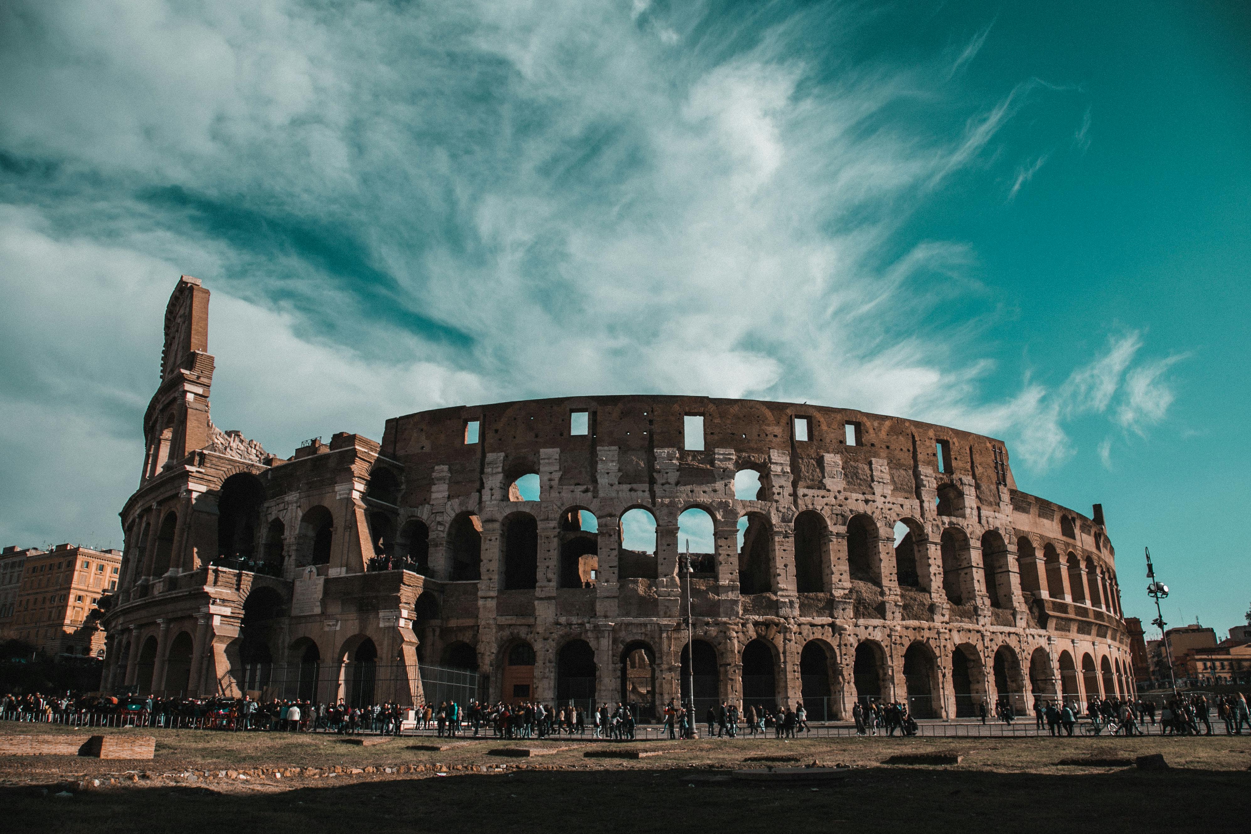 The Colosseum, surroundings overgrown wi...