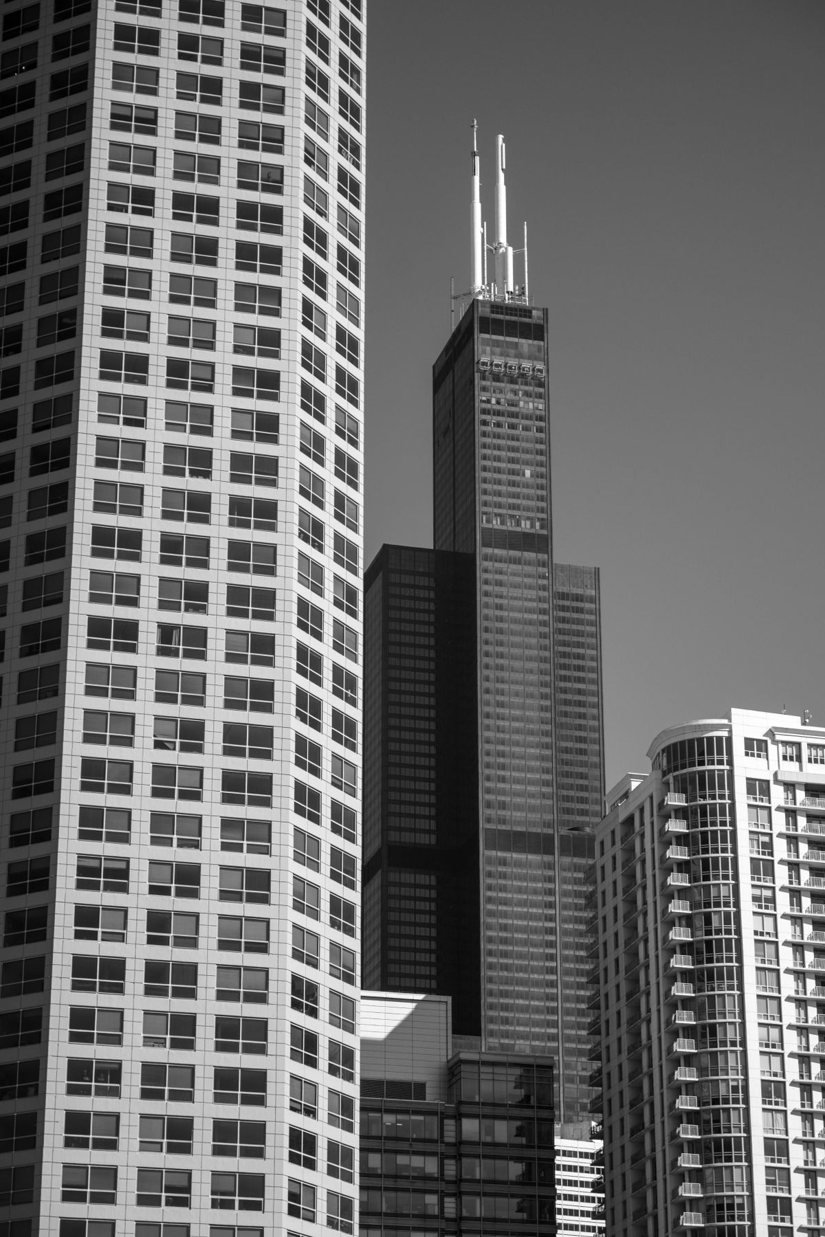 Black and White Chicago Skyline with Willis Tower · Free Stock Photo