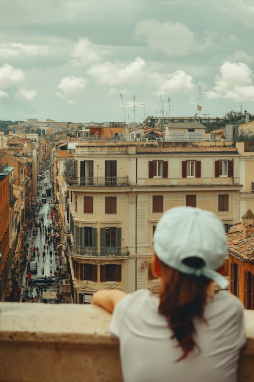 A woman looking out over the city