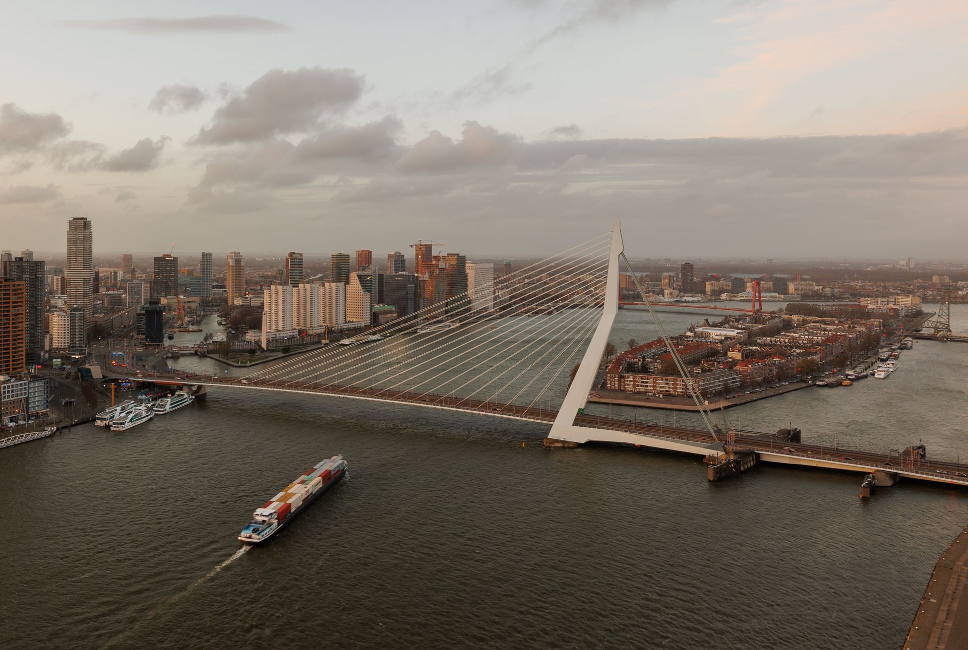 Aerial View of Erasmusbrug in the Netherlands