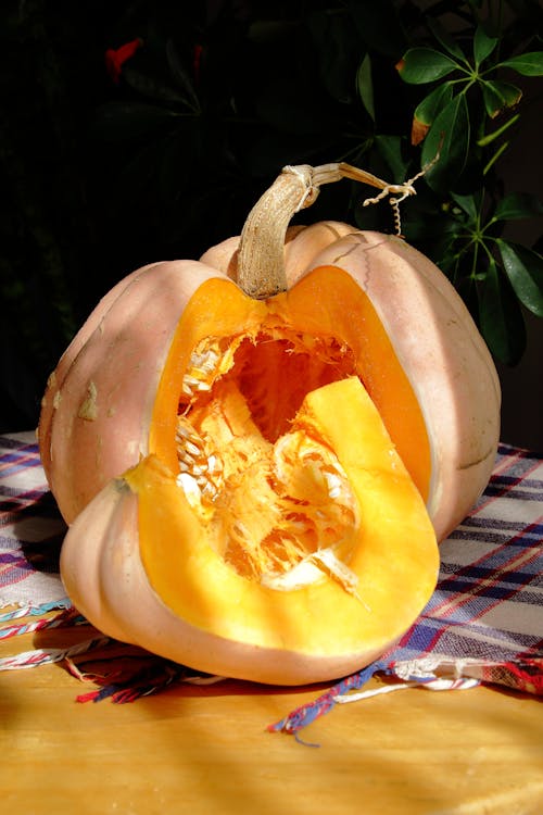 A pumpkin on a table
