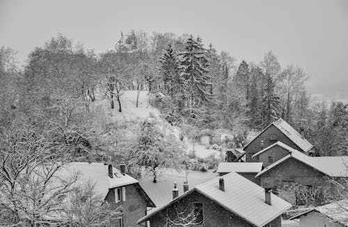 Бесплатное стоковое фото с гора, деревня, зима