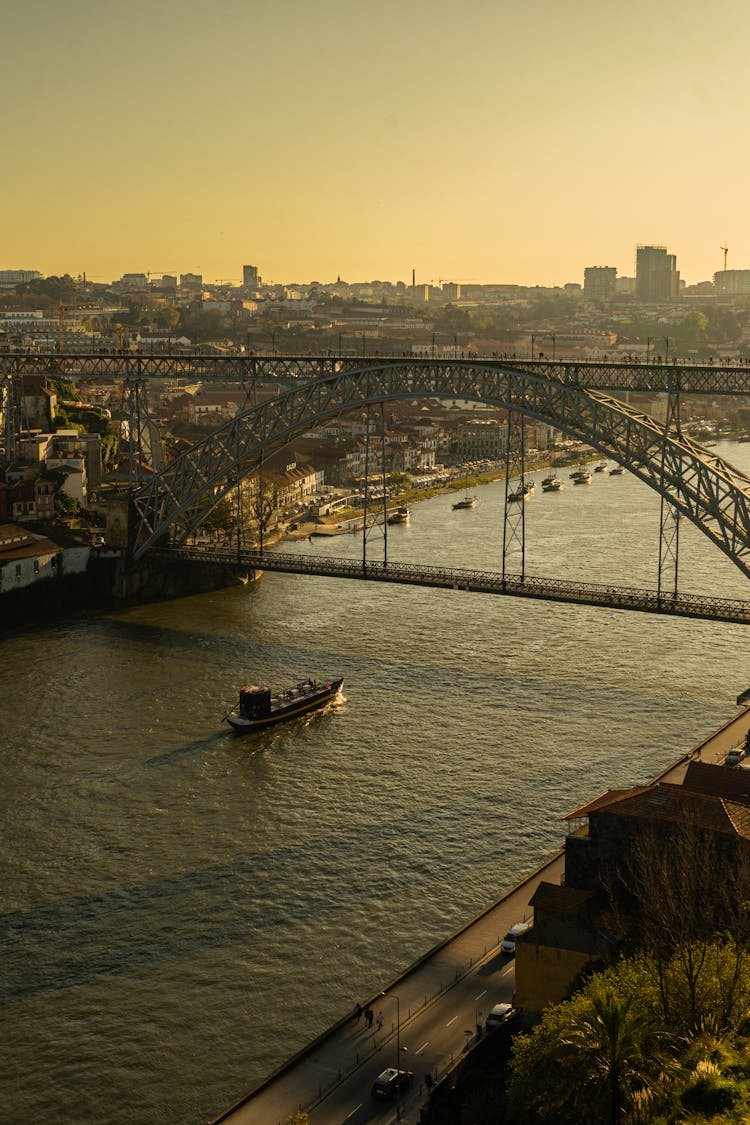 Luis I Bridge In Porto At Sunset