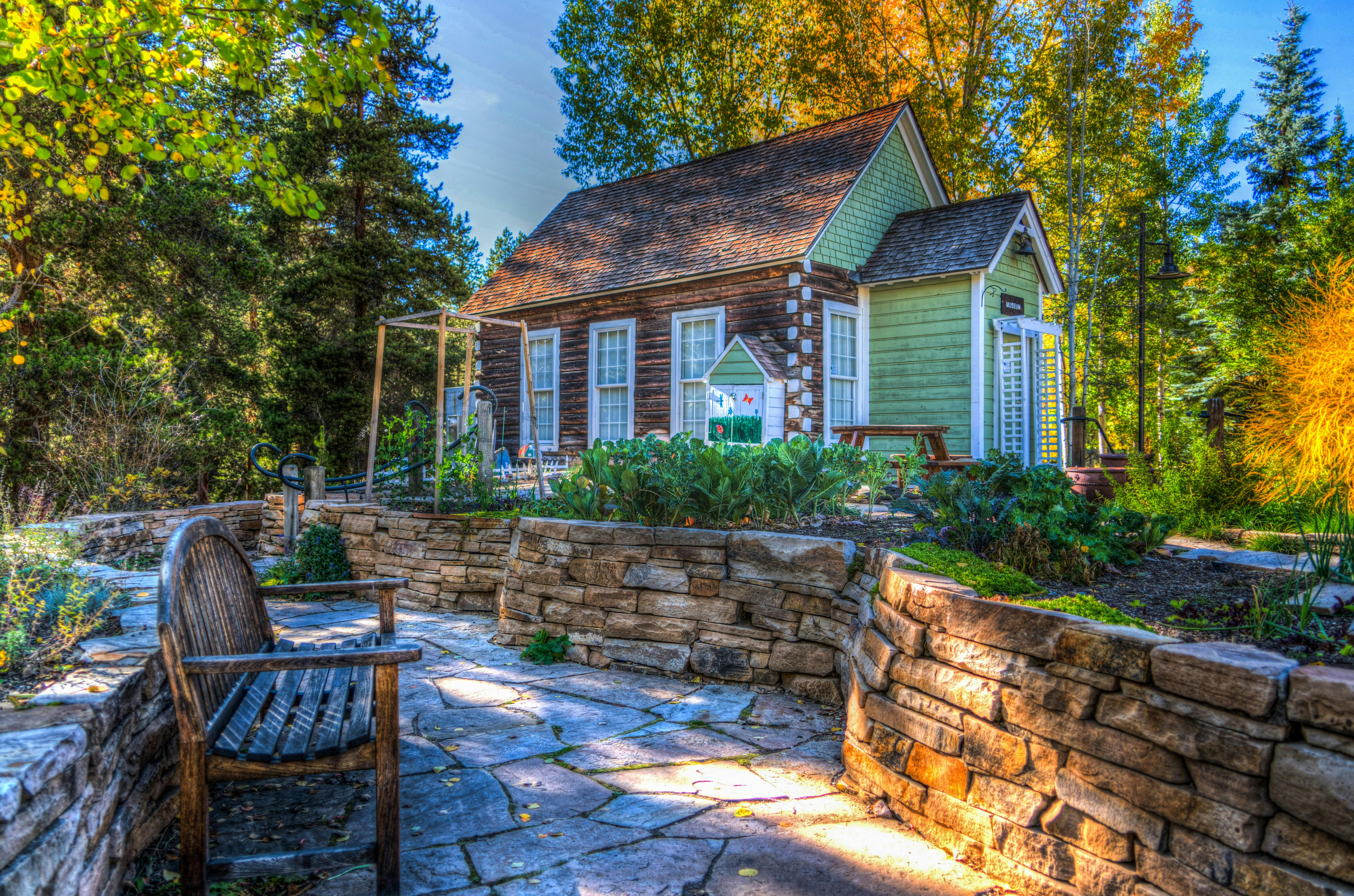 Brown and White Wooden House on Green Forest