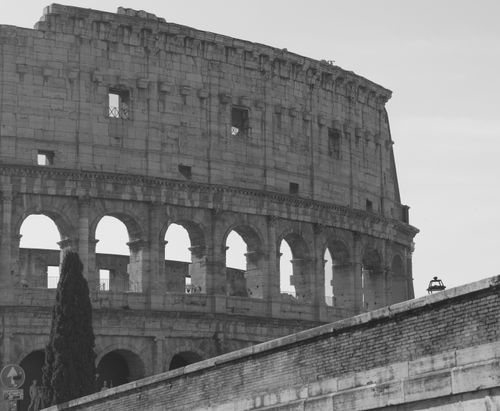 Free Monochrome image capturing the iconic Colosseum in Rome, Italy. Stock Photo