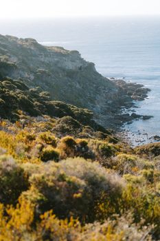 Breathtaking view of the rocky coastline and ocean in Dunsborough, Western Australia.