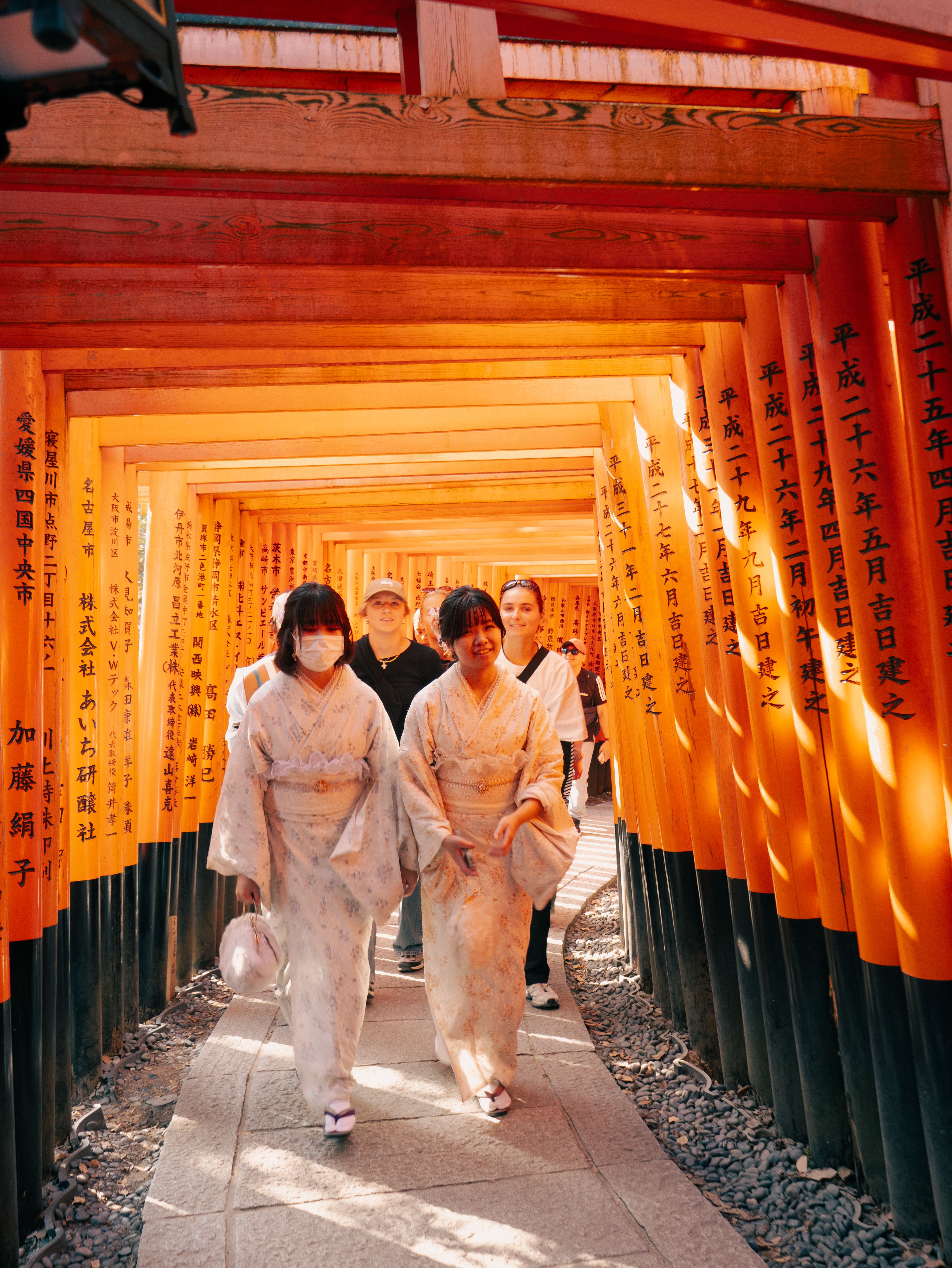 People Walking Past the Orange Torii Gates in Kyoto · Free Stock Photo