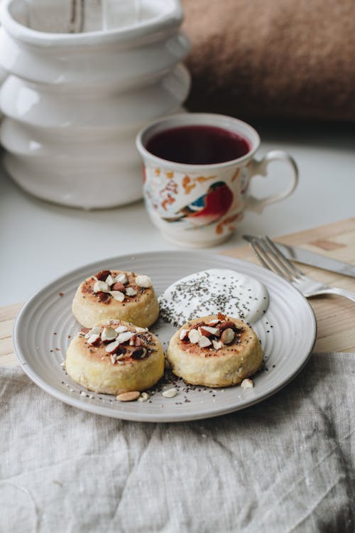 Free Baked Pastries on White Plate Stock Photo