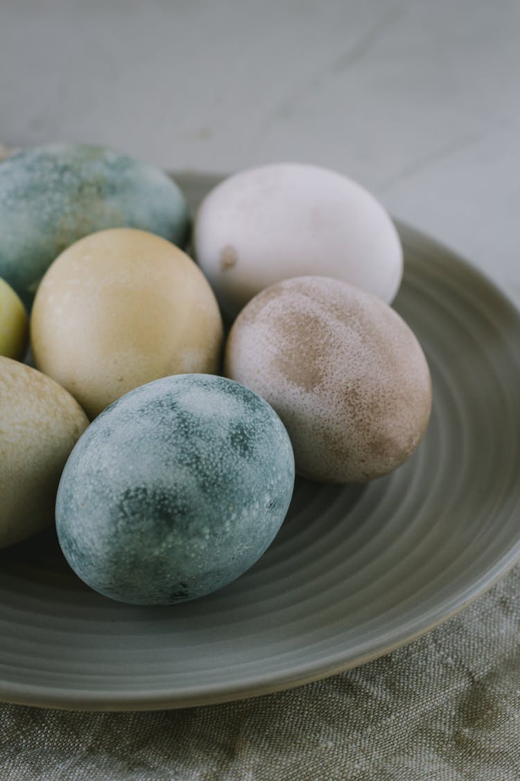 Assorted-color Easter Eggs On Plate