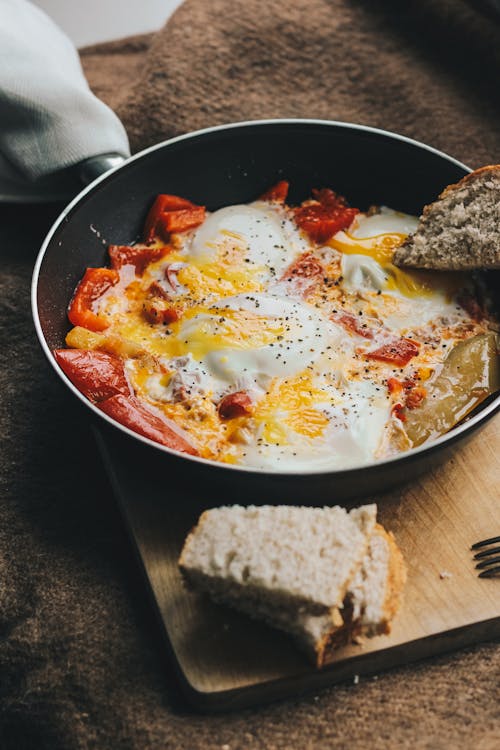Free Food Photography of Cooked Eggs and Meat Stock Photo