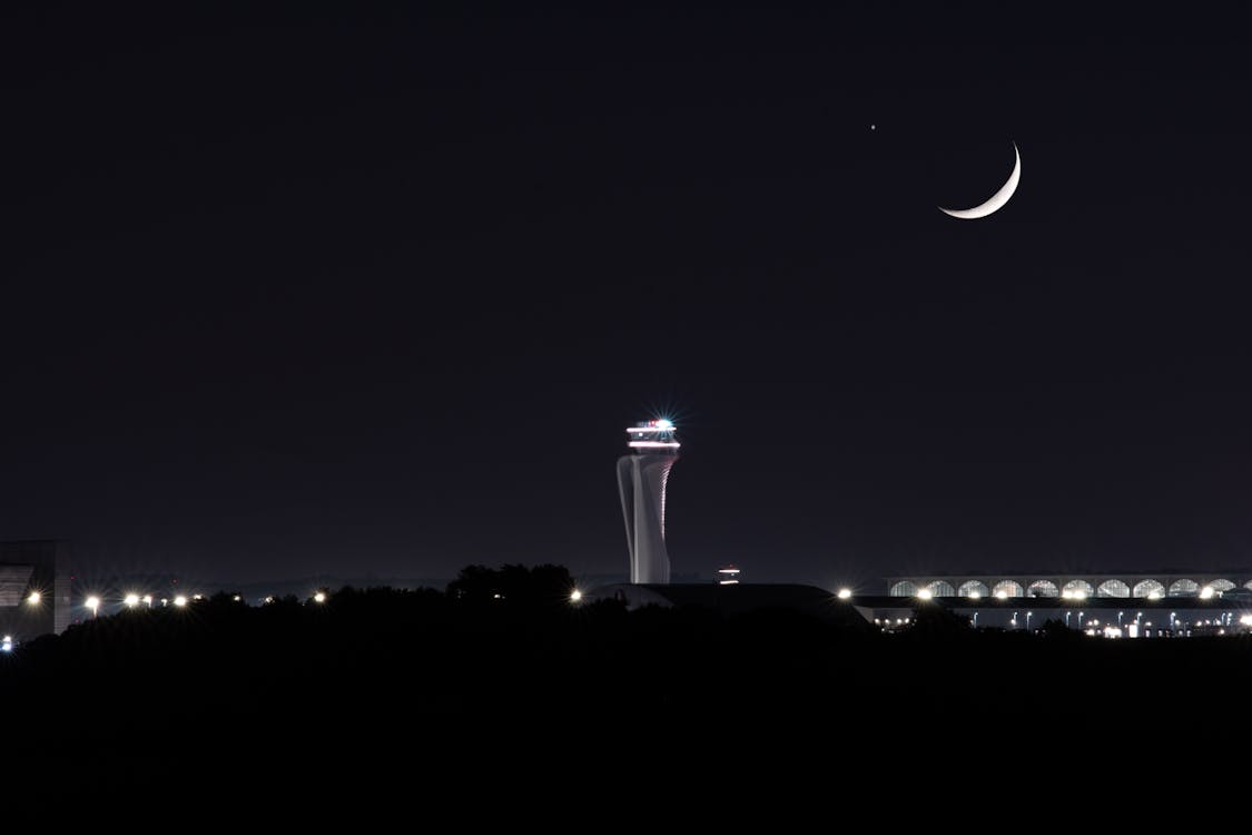 城市, 新月, 晚上 的 免費圖庫相片