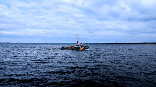 Free A patrol boat navigating the calm waters of the Baltic Sea near Wismar, Germany. Stock Photo