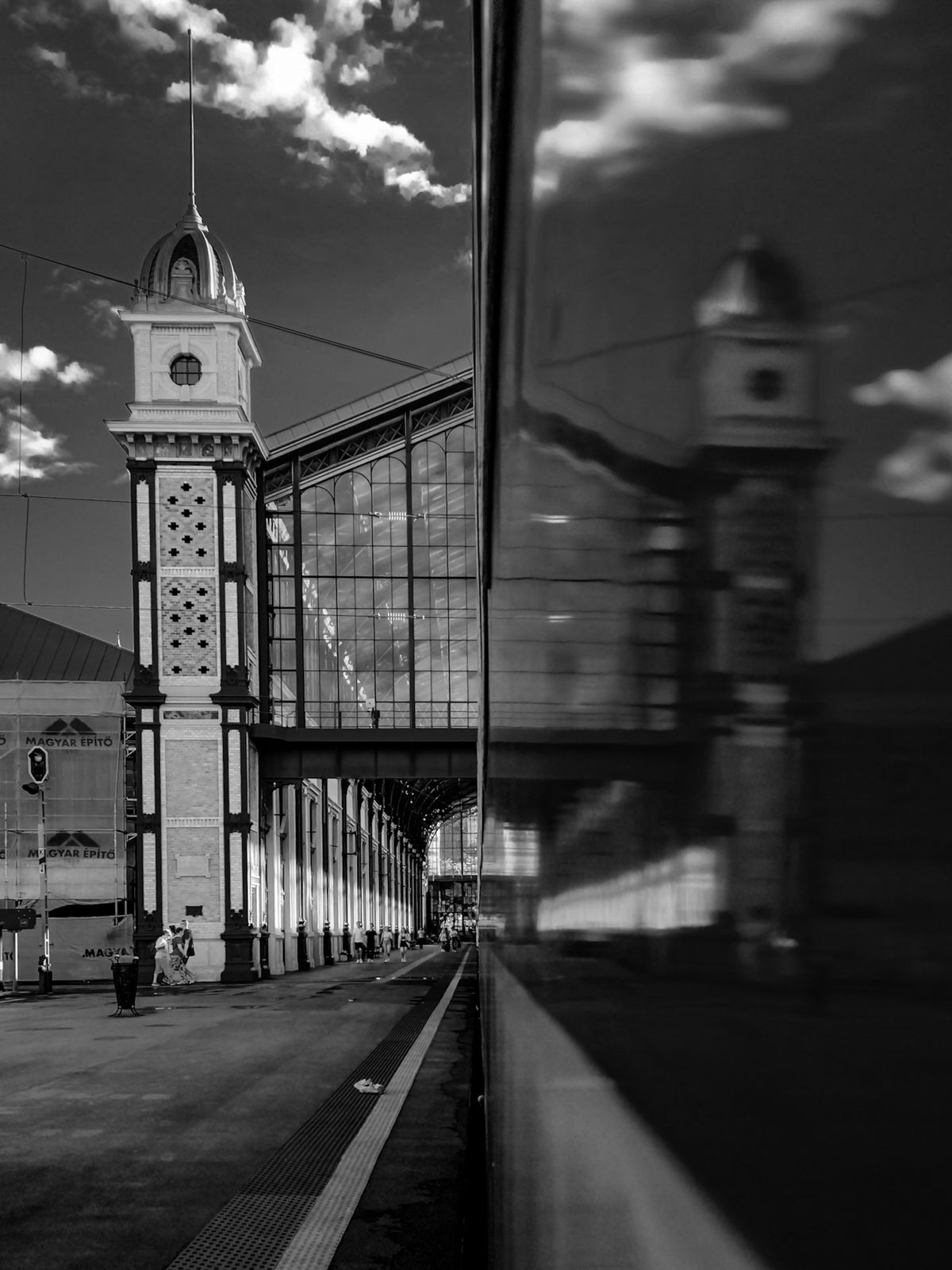 Stabroek Market and its clock tower in Georgetown, Guyana, in black and white