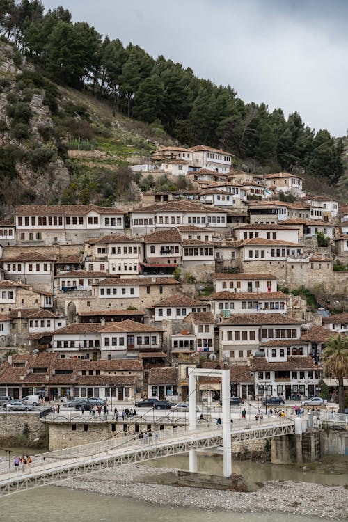 A view of a small village on a hillside