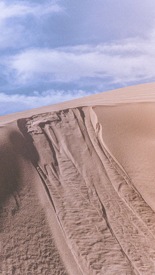 A person riding a bike on a sand dune
