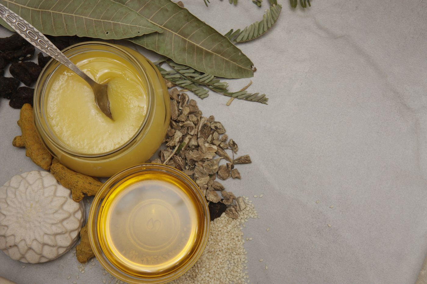 A2 Gir Cow Ghee — jar with Ayurvedic ingredients