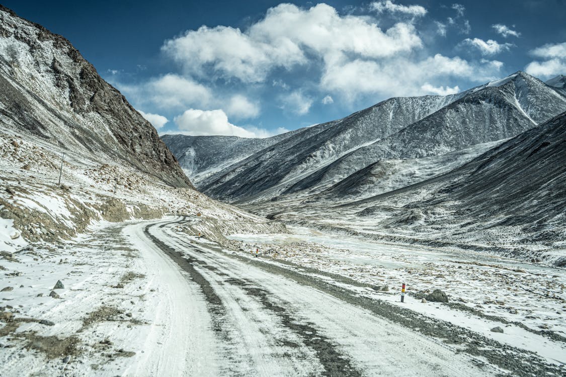 Dirt Road in Mountains in Winter