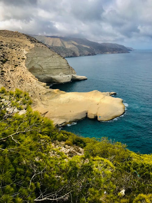 View of mountains and sea