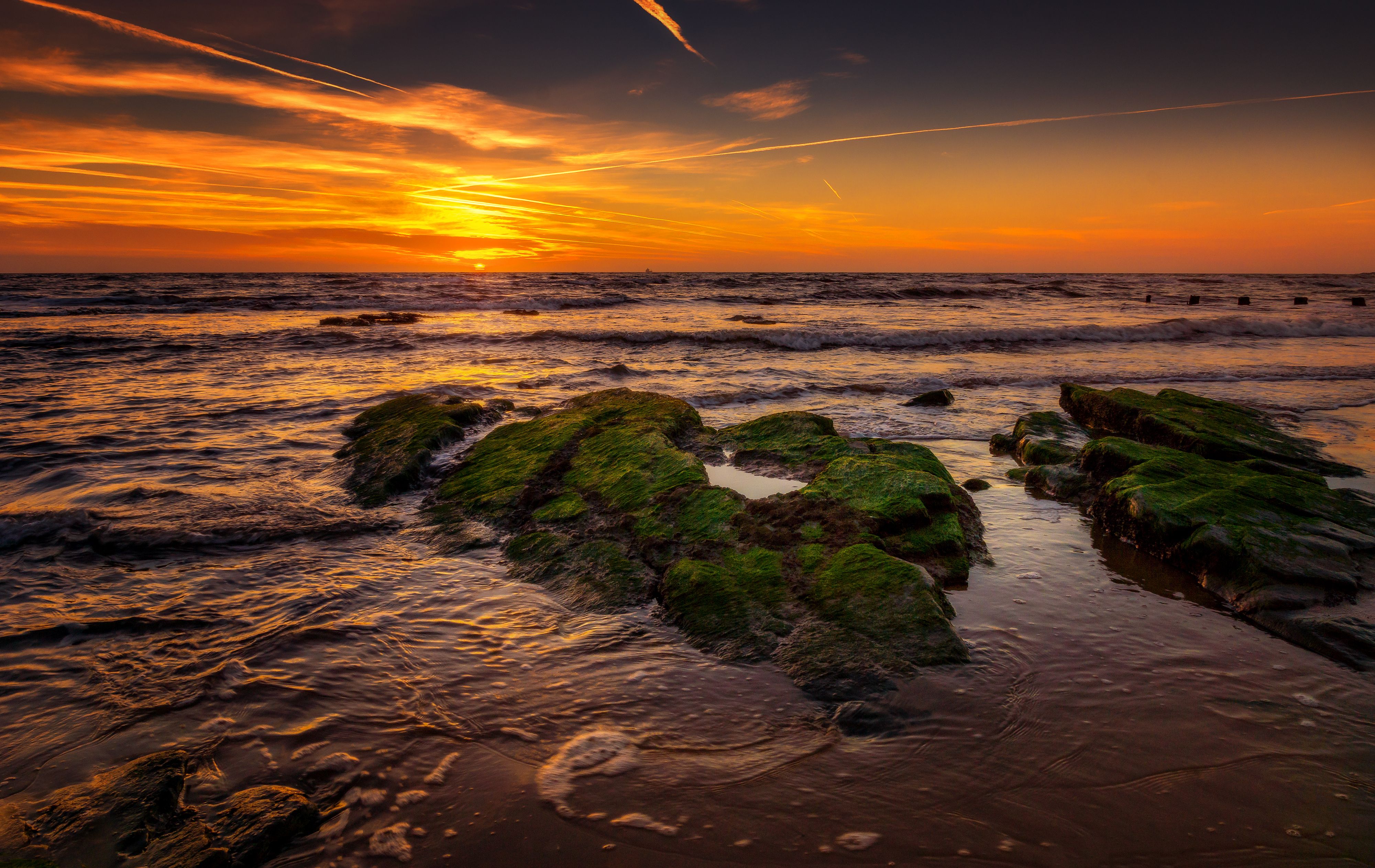 Rocks on the Beach Washed by Ocean Waves at Dusk · Free Stock Photo
