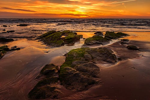 akşam karanlığı, deniz, deniz manzarası içeren Ücretsiz stok fotoğraf