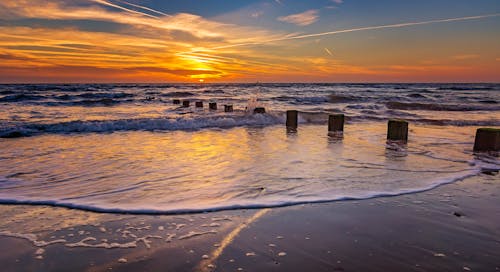 Immagine gratuita di alba, alta marea, argine