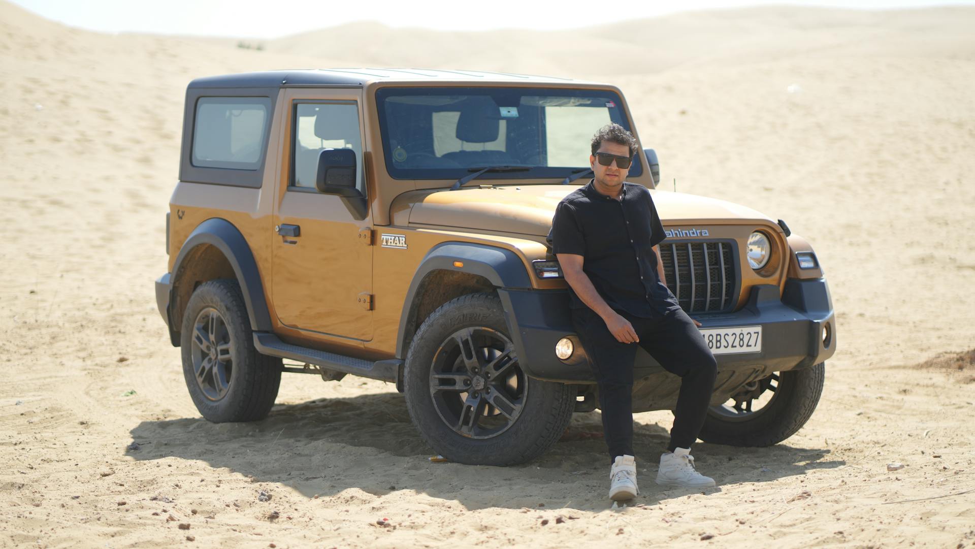 Mahindra Thar SUV Driver Sitting on the Bumper