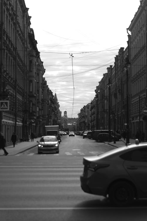 Black and White Photo of a Street
