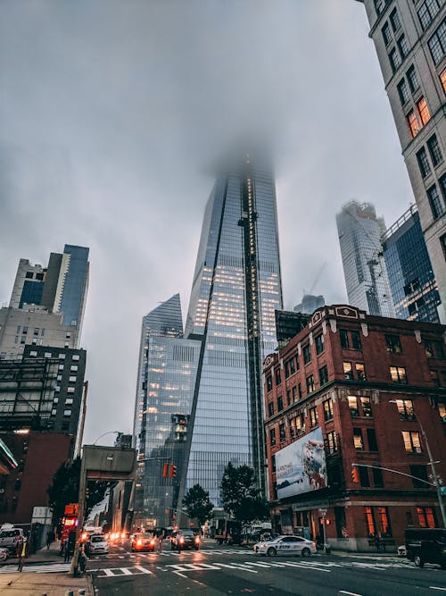Free Vehicles and High Rise Buildings Stock Photo