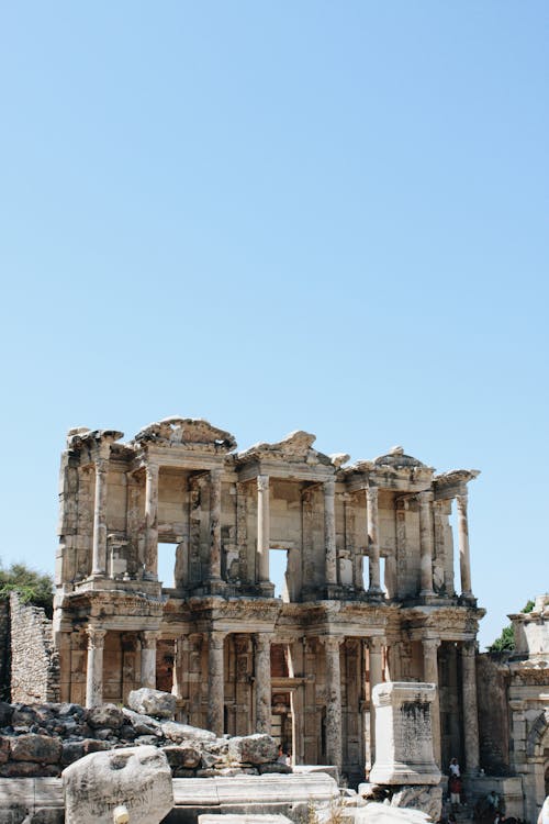 Kostnadsfri bild av biblioteket av celsus, blå himmel, ephesus