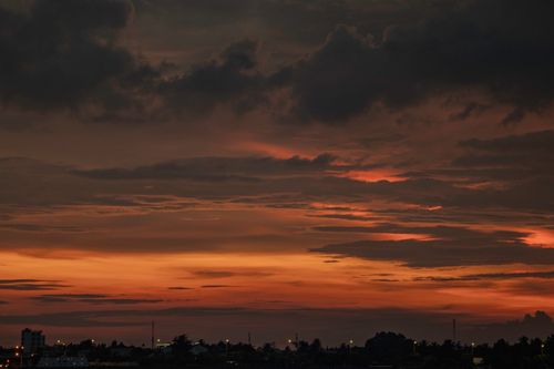 Free Breathtaking sunset above Cao Lãnh cityscape with dramatic clouds. Stock Photo