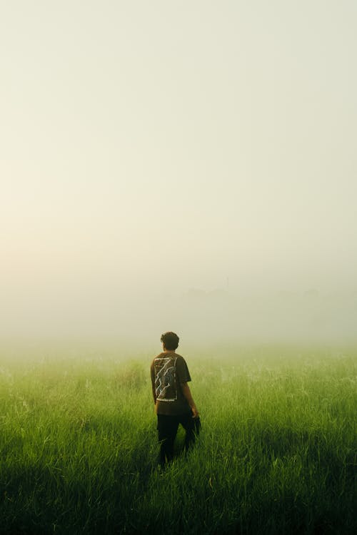 A man standing in a field of grass