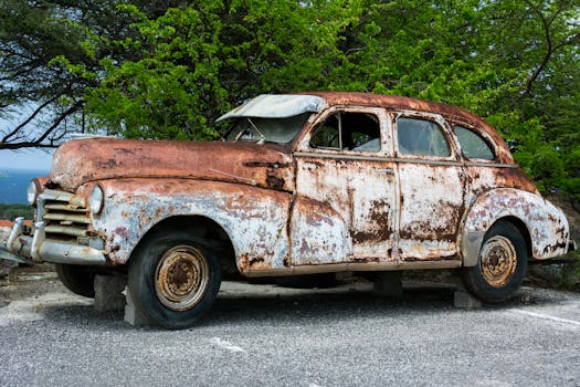 Free stock photo of broken, car, vehicle, vintage