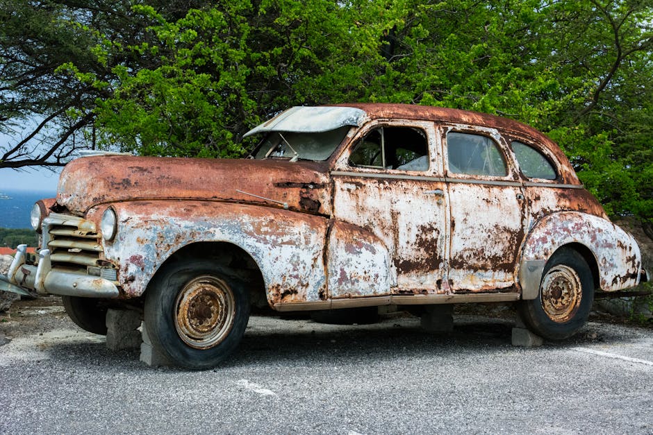 Free stock photo of broken car  old