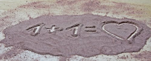 Free 1 + 1 = Heart in Sand Stock Photo