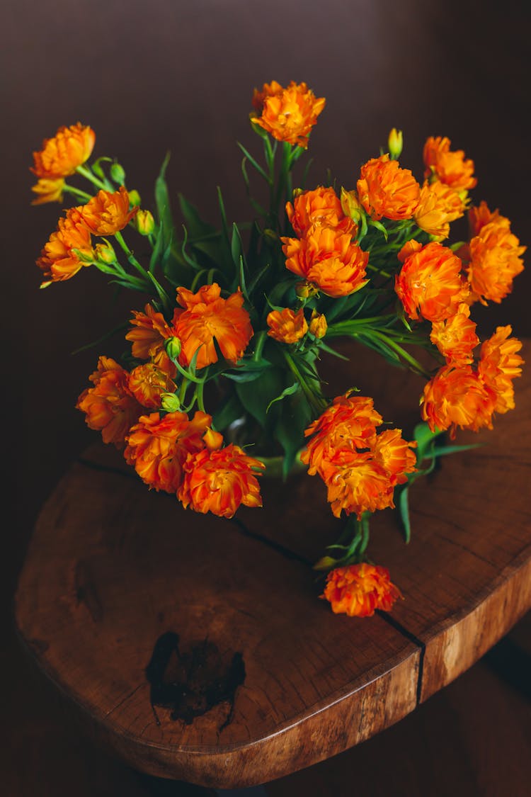 Orange Flowers On Table