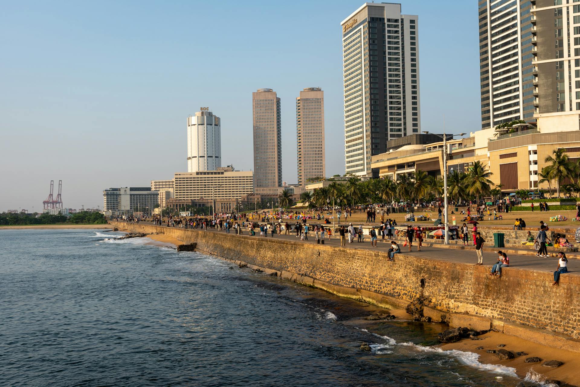 Galle Face Green Park on Sea Shore in Colombo in Sri Lanka