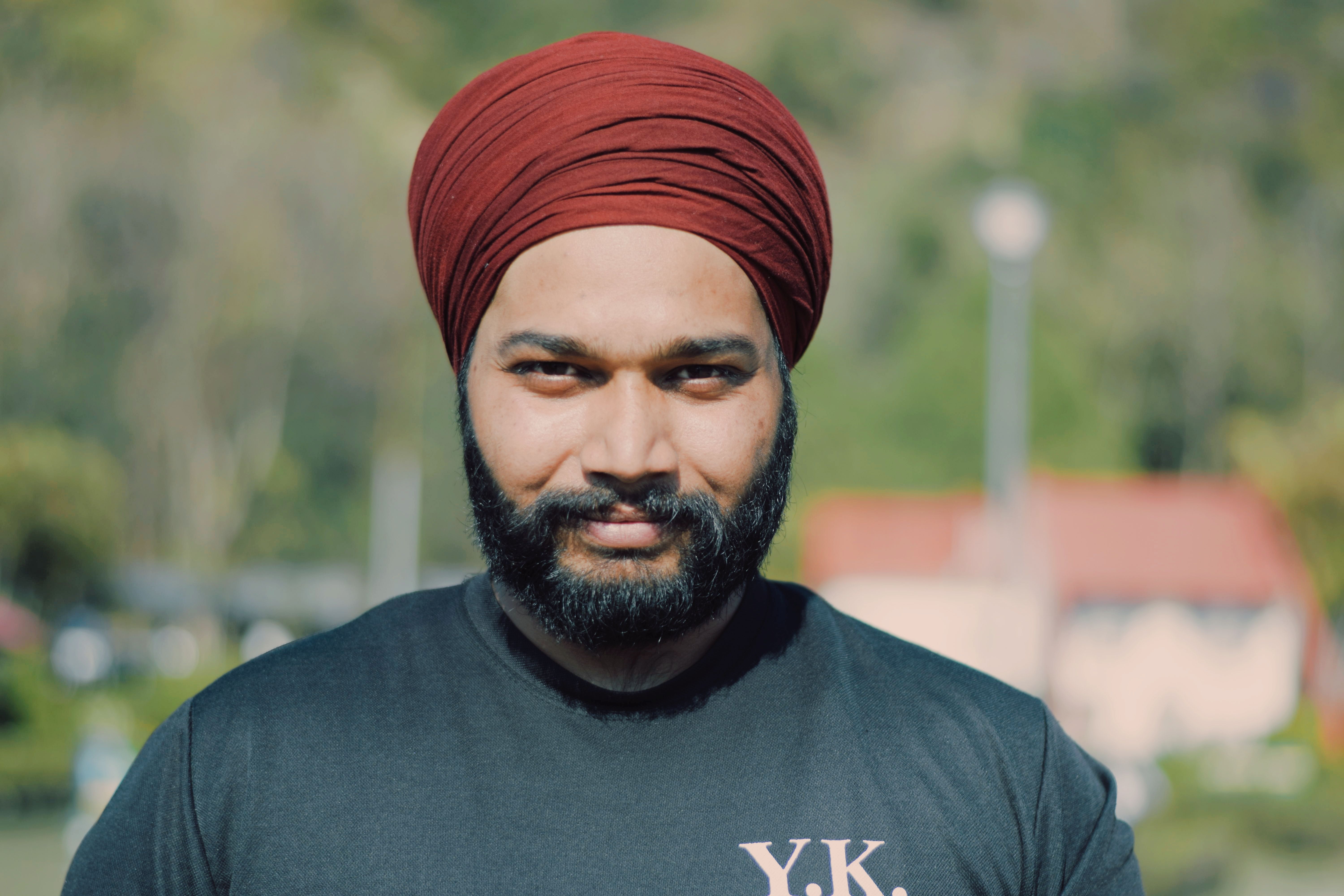 Bearded Man in Turban and Tshirt · Free Stock Photo