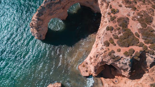 Aerial view of the sea and cliffs in algarve