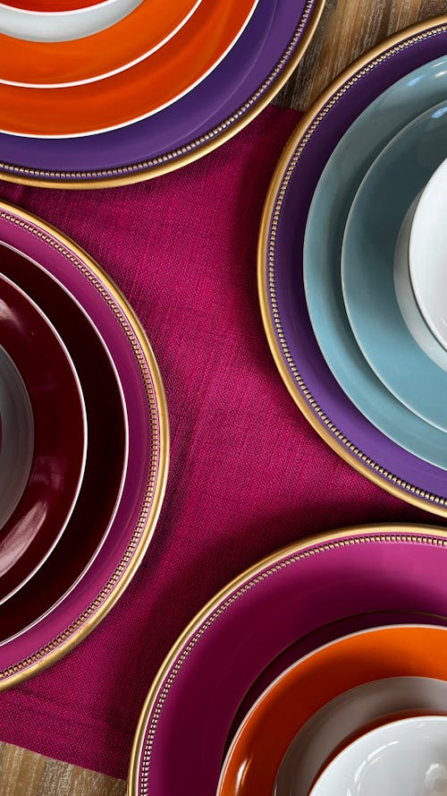 colorful dishes top down 