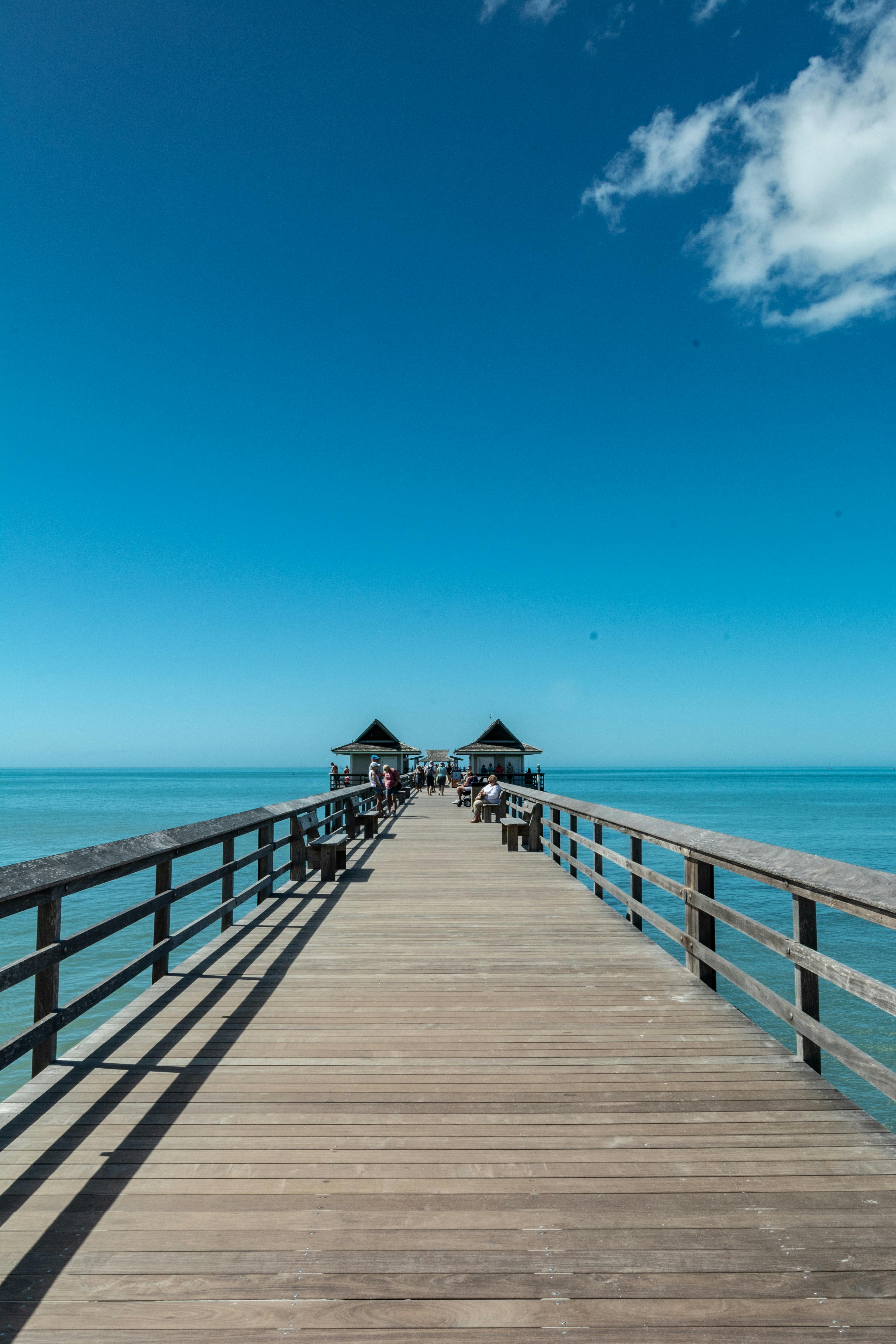 Free stock photo of beach, benches, blue