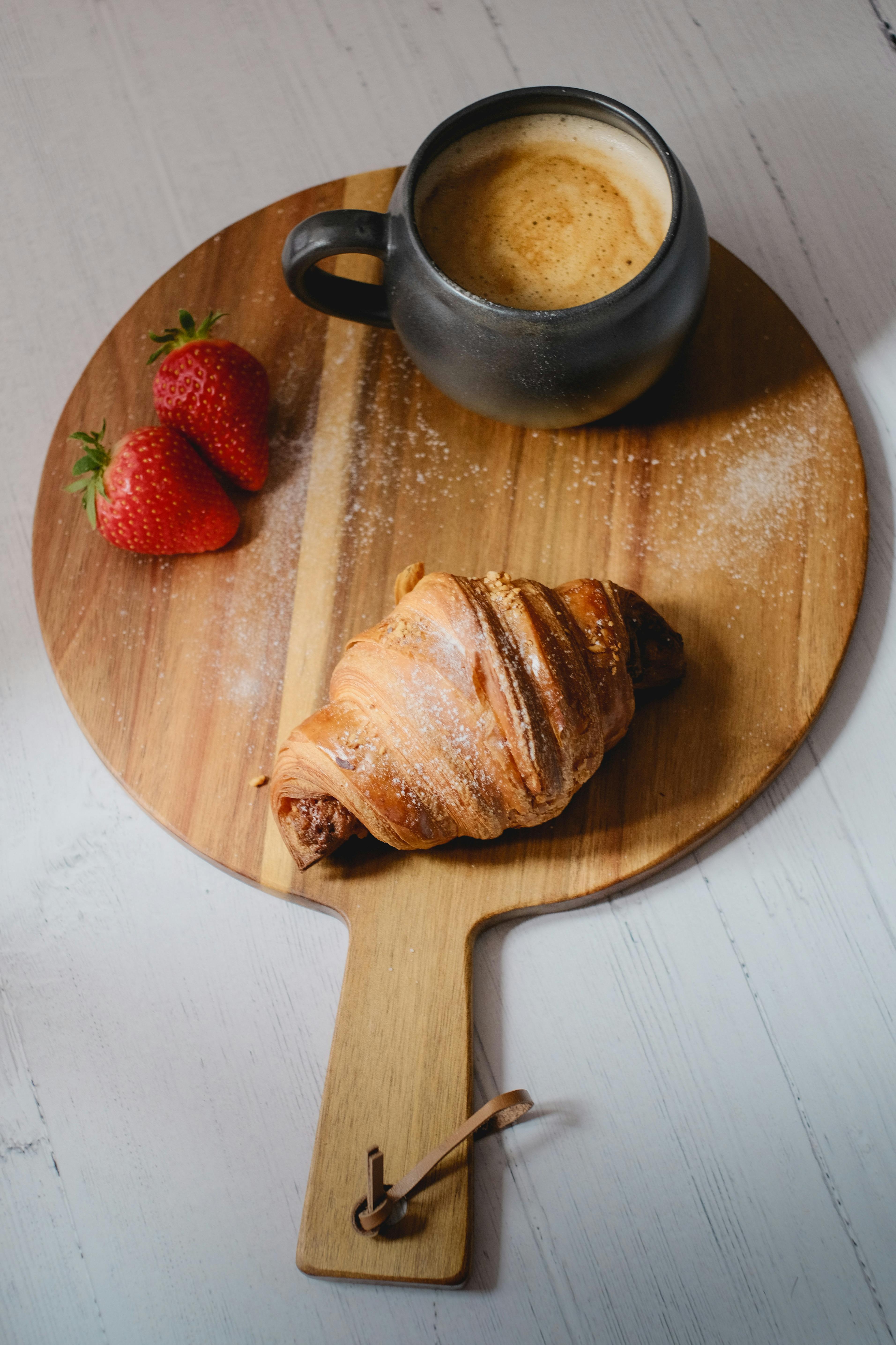 Croissant, Strawberries and Coffee