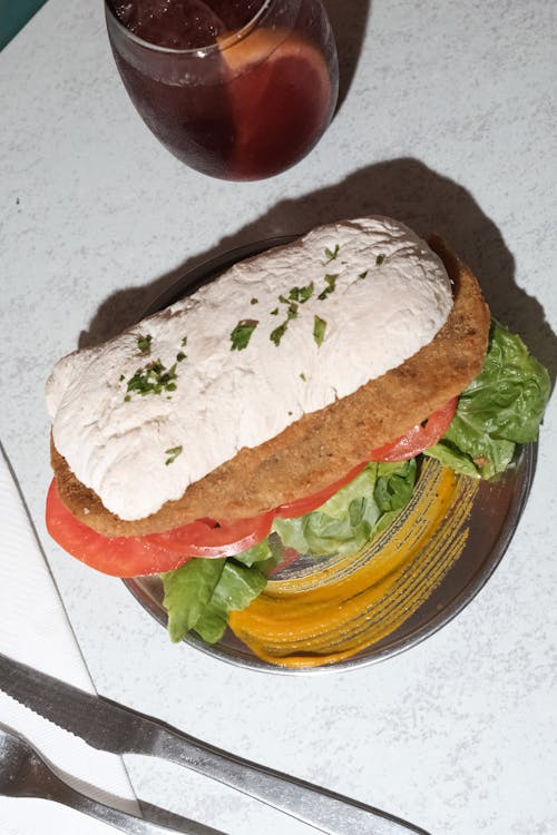 Close-up of an Italian Style Sandwich Served in a Restaurant