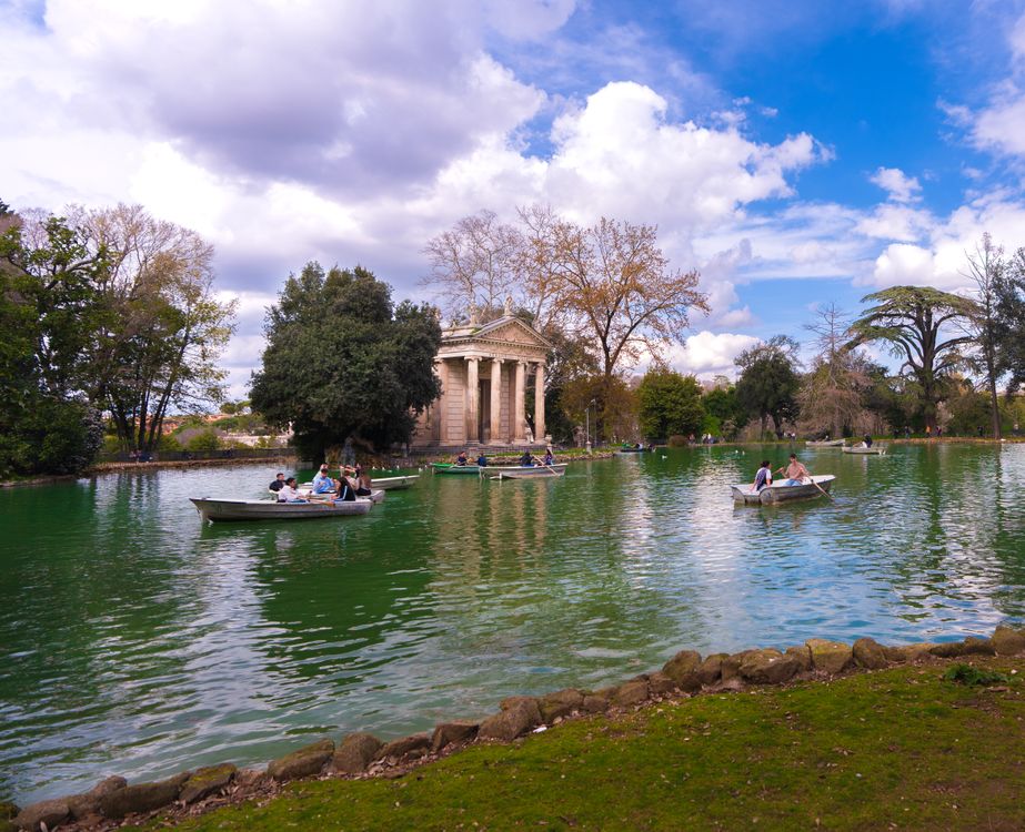 People on Boat on Lake by Temple of Aesculapius in Rome · Free Stock Photo