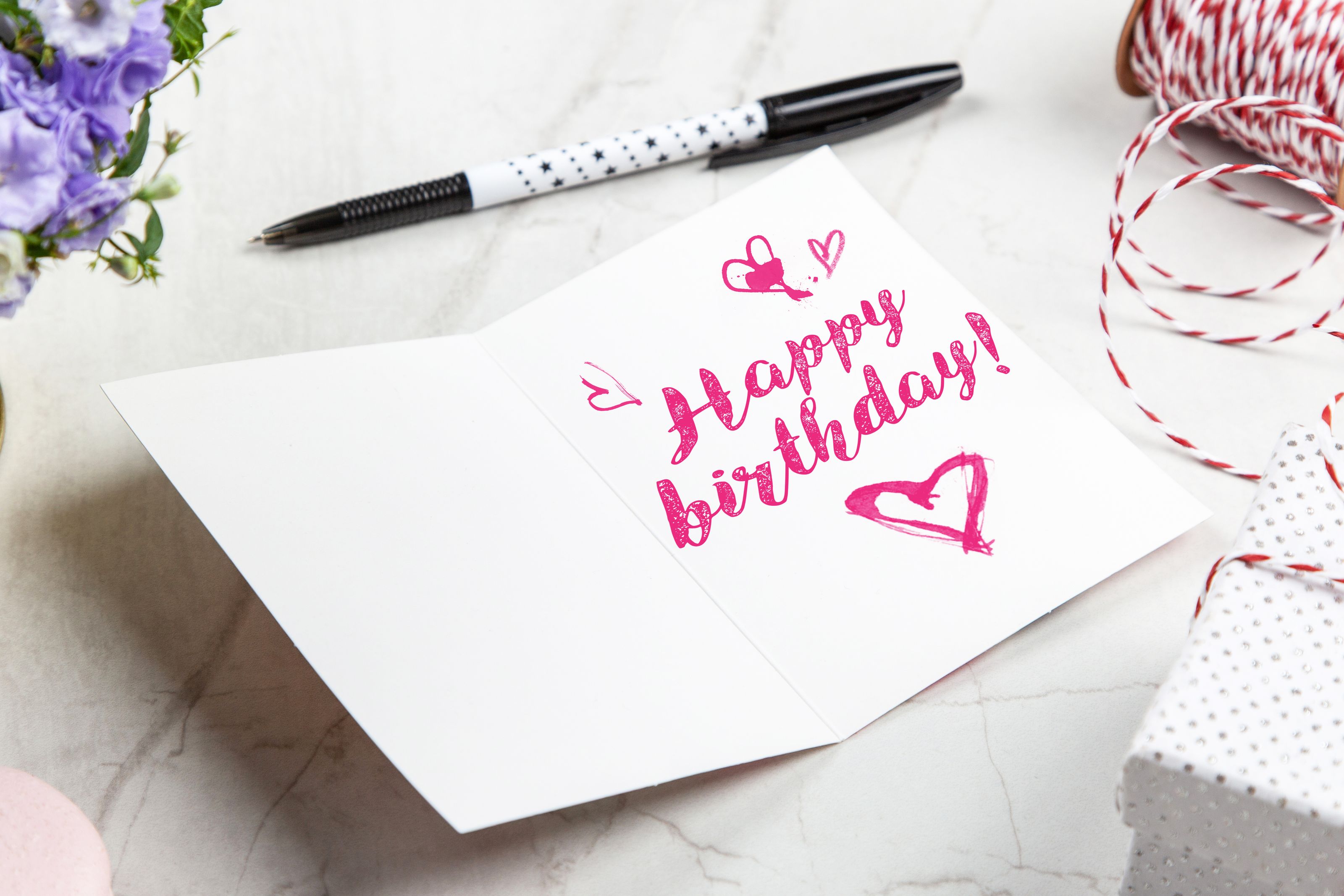 Birthday card and flowers for grandma