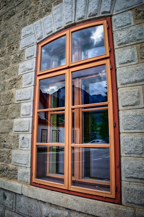 Wooden Window in Stone-bricked Wall
