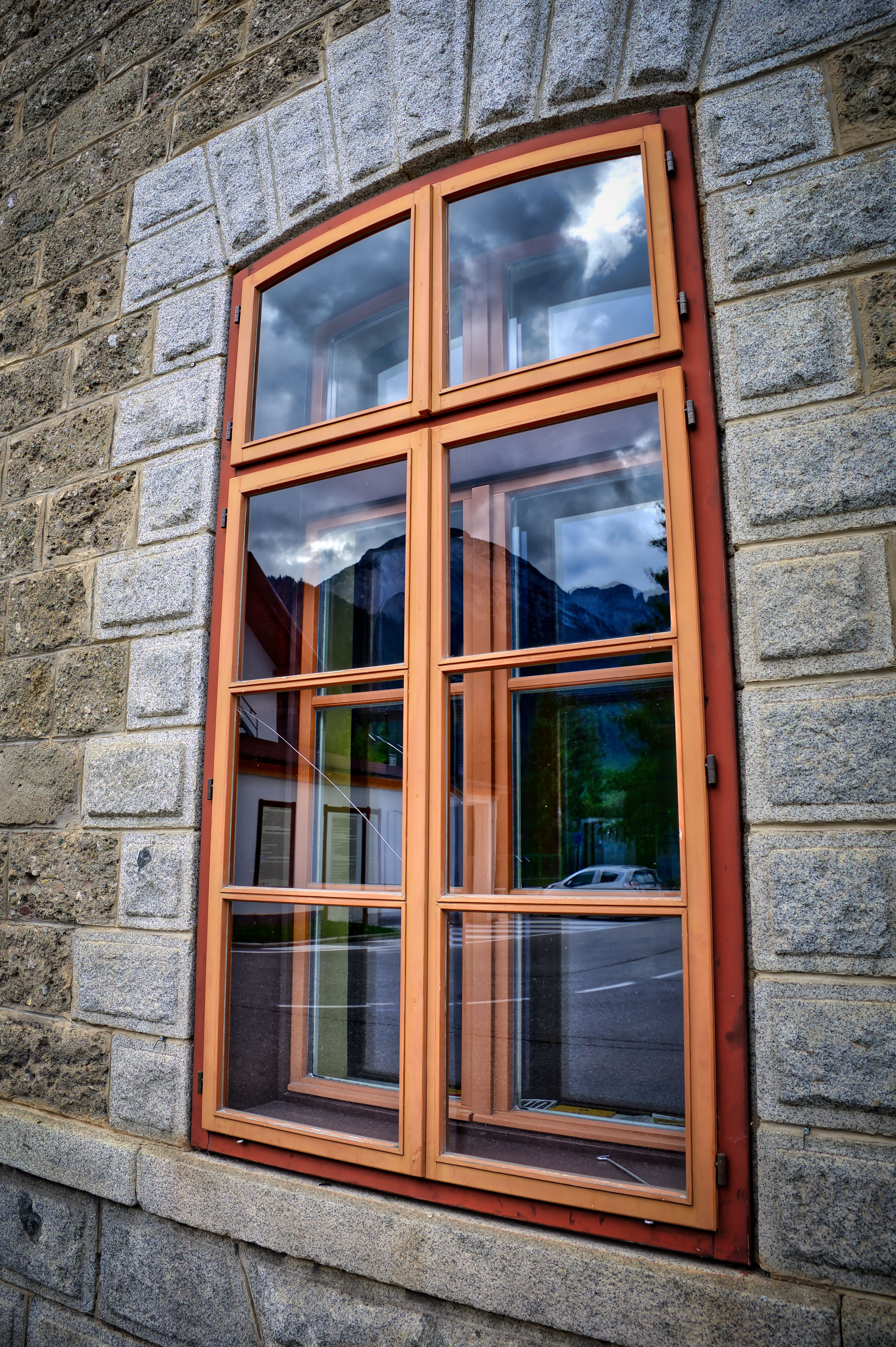Wooden Window in Stone-bricked Wall · Free Stock Photo