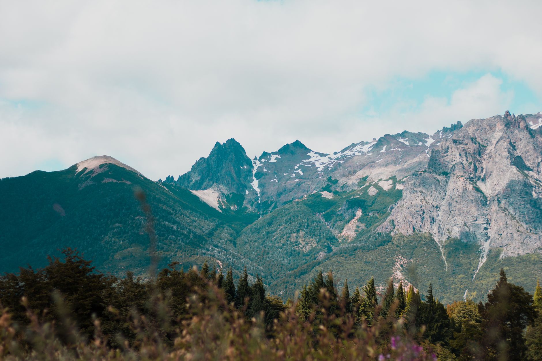 Breathtaking view of the snow-capped Andes mountains in Río Negro, Argentina, capturing the essence of nature.