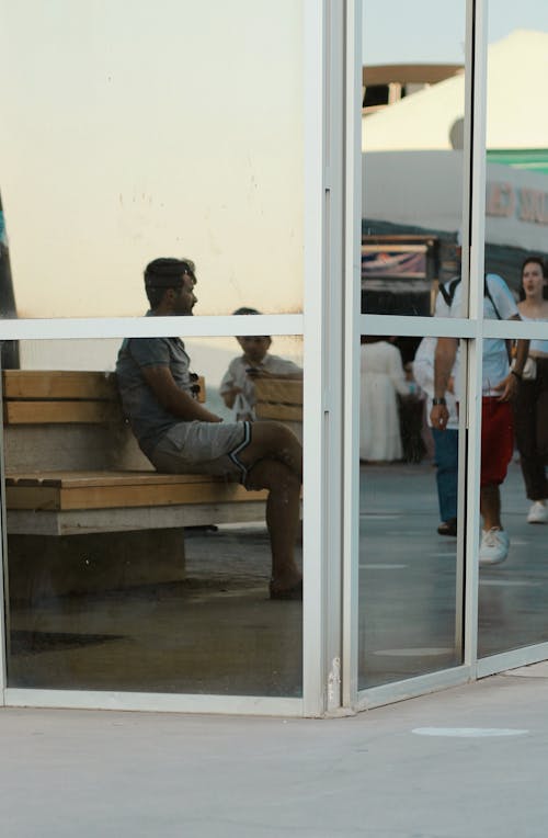 Free stock photo of bench, glass buildings, glass surface